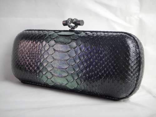 Bottega Veneta Clutches New Knot 8652 silver black green snake